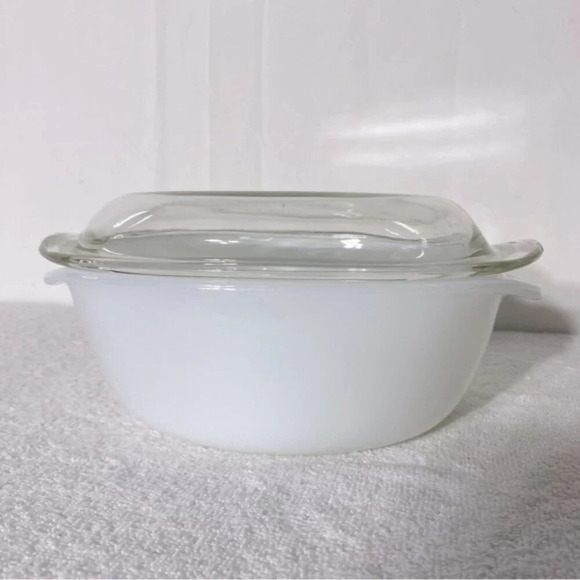 Vintage Dynaware Pyr O Rey Round Casserole With Lid Brown Floral Milk Glass - Picture 10 of 15